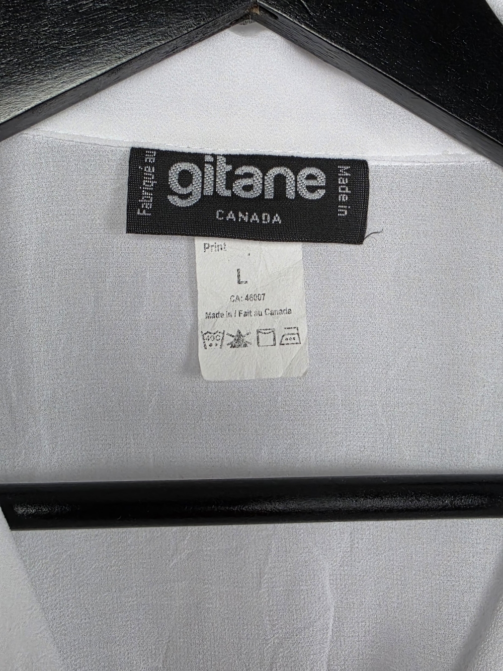 Gitane White Sheer Women's Button Up Blouse Tunic Top Size L Made in Canada - Picture 5 of 16